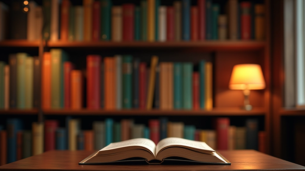 Prateleira de livros com cores variadas em biblioteca doméstica com luz aconchegante