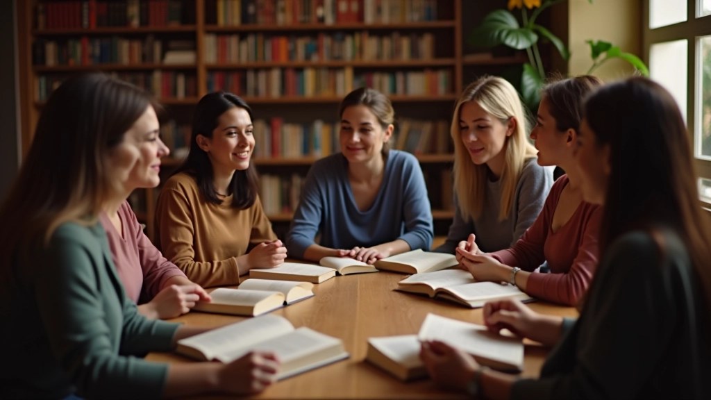Grupo de pessoas em discussão de clube de leitura