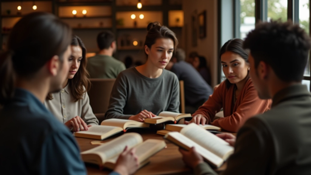 Grupo de leitores reunidos num clube de leitura português