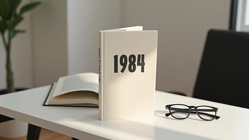 Capa do livro 1984 de George Orwell com design minimalista em tons escuros