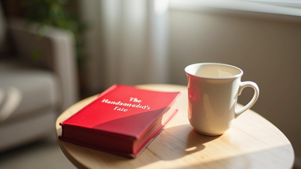 O Conto da Aia em edição portuguesa com capa vermelha característica sobre mesa de café